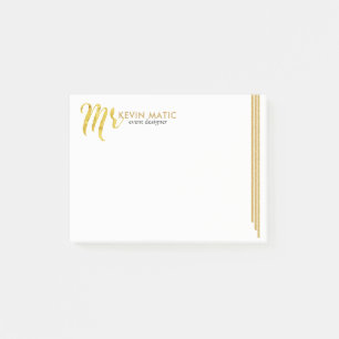 Bloco Post-it Dourada Tipografia Sr. Dourado Stripes Modern Desi