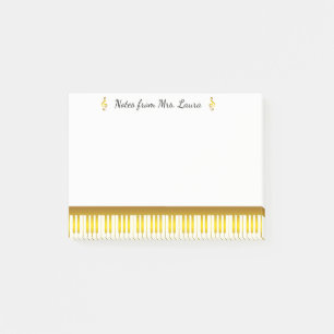 Bloco Post-it Dourado Instrumento Musical do Teclado Piano para