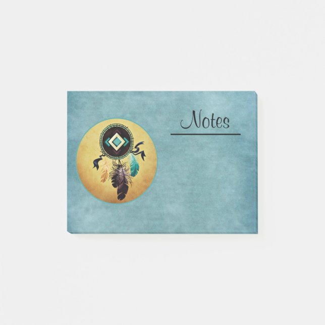 Bloco Post-it Dreamcatcher num Fundo Azul (Frente)