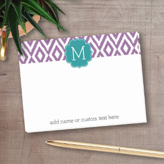 Bloco Post-it É um padrão de Ikat com monograma personalizado