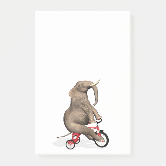 Bloco Post-it Elefante Feliz No Triciclo (Frente)