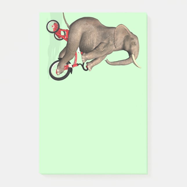Bloco Post-it Elefante Feliz No Triciclo (Frente)