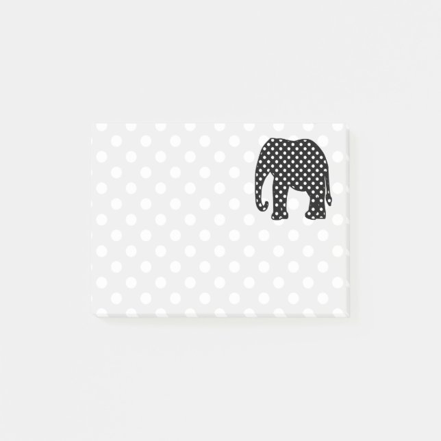 Bloco Post-it Elefante preto e branco das bolinhas (Frente)