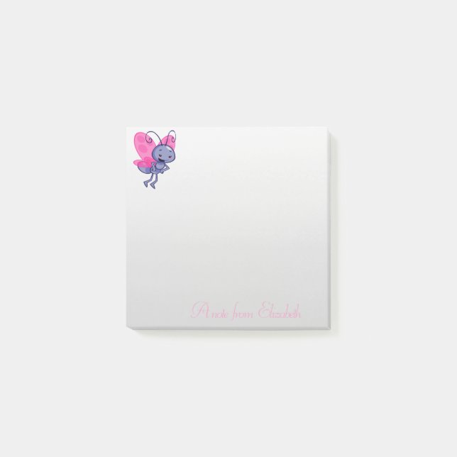 Bloco Post-it Elegante Estiloso Feminino, Abelha de Desenho Anim (Frente)