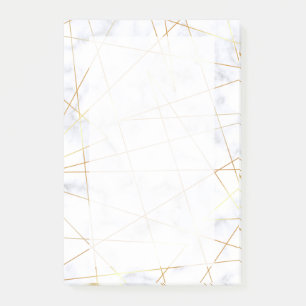 Bloco Post-it elegante pintinho branco marble faux gold geométri