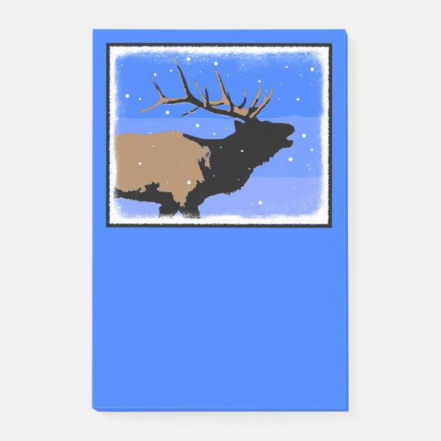 Bloco Post-it Elk Bugling no inverno - Arte original sobre a vid (Frente)