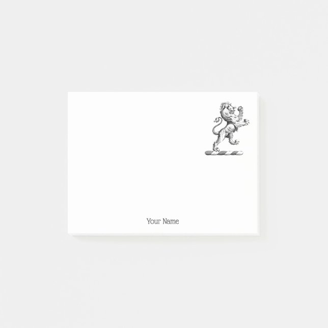 Bloco Post-it Emblema de Crista com Leão Heráldico em Pé (Frente)