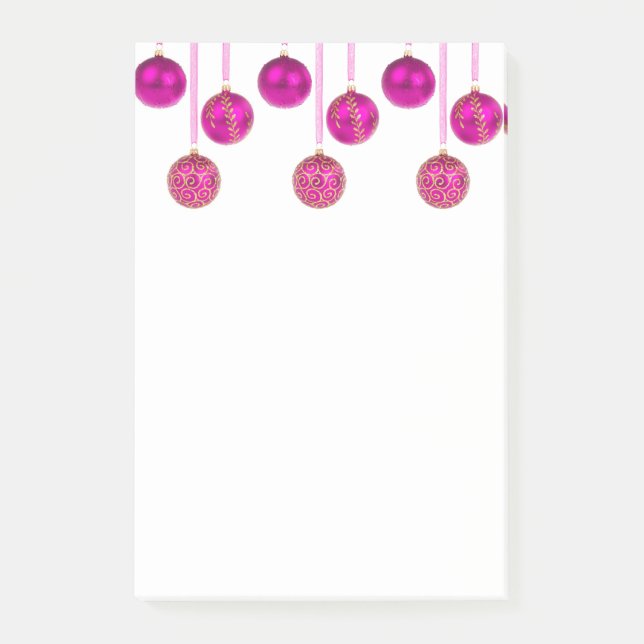 Bloco Post-it Enfeites de Natal Rosa Quente Post it (Frente)