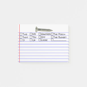 Bloco Post-it Engraçado "Dane-Se" Com Várias Palavras, Escolha 4