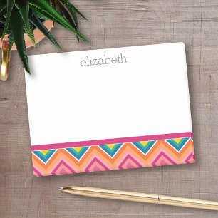 Bloco Post-it Enorme Padrão de Chevron Colorido com Nome