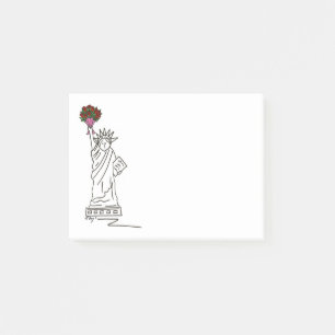 Bloco Post-it Estátua NYC do Buquê da Flor Rosa de Liberdade Pos