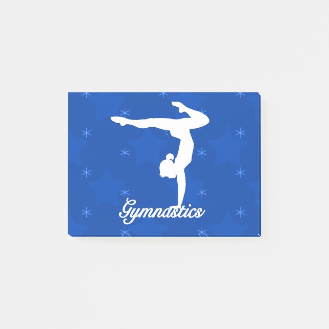 Bloco Post-it Estrelas azuis da menina da ginástica (Frente)