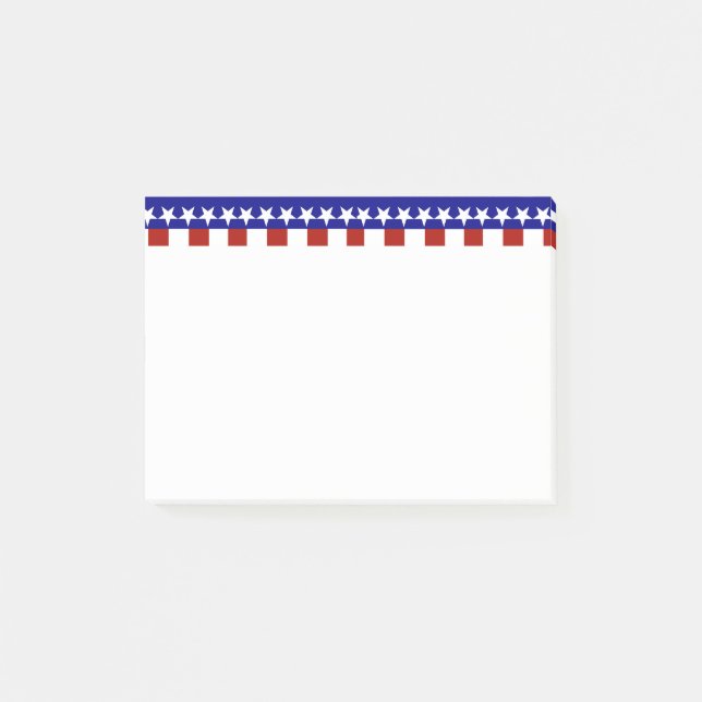 Bloco Post-it Estrelas e Listras de Vermelho Branco e Azul (Frente)
