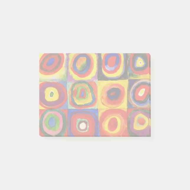 Bloco Post-it Estudo de cor de Kandinsky Quadrados Círculos Arte (Frente)