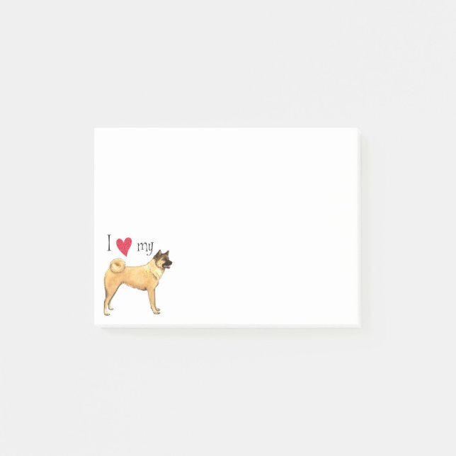 Bloco Post-it Eu amo meu Akita (Frente)