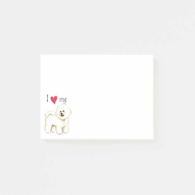 Bloco Post-it Eu amo meu Bichon Frise (Frente)