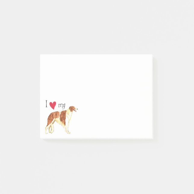Bloco Post-it Eu amo meu Borzoi (Frente)