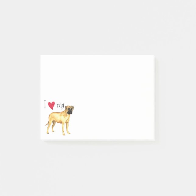 Bloco Post-it Eu amo meu Bullmastiff (Frente)