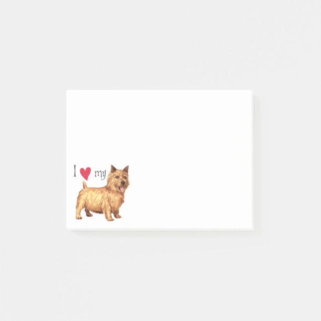 Bloco Post-it Eu amo meu Norwich Terrier (Frente)