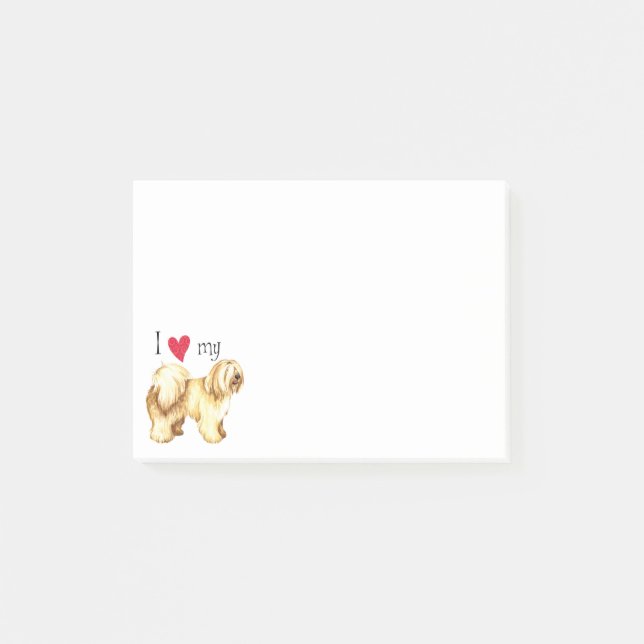 Bloco Post-it Eu amo meu tibetano Terrier (Frente)