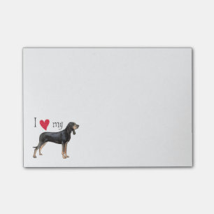 Bloco Post-it Eu amo meus preto e Coonhound de Tan