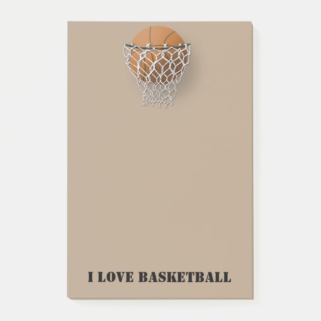 Bloco Post-it "Eu amo notas do Cargo-it® do basquetebol" 4 x 6 (Frente)