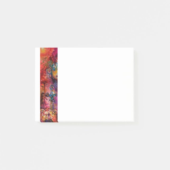 Bloco Post-it EXCALIBUR, Vermelho Roxo Negro (Frente)