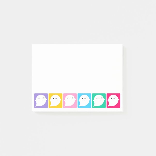 Bloco Post-it Fantasminhas Kawaii Coloridos (Frente)