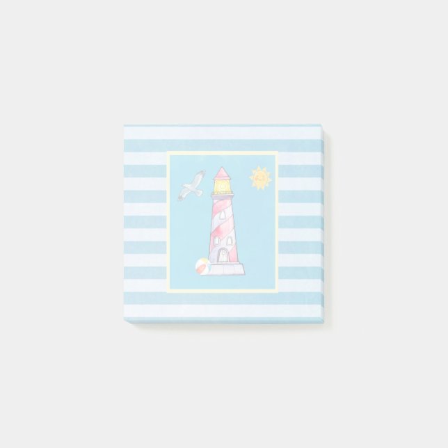 Bloco Post-it Farol de Cores de Água Striped Vermelha (Frente)