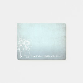 Bloco Post-it Favor De Casamento Obrigado Chalkboard Grungy Blue