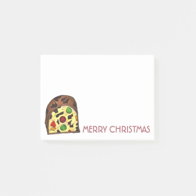 Bloco Post-it Feliz Natal Comida de bolo de frutas de Natal (Frente)