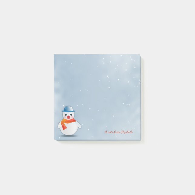 Bloco Post-it Feliz Natal,Homem de Neve de Natal -Personalizado (Frente)