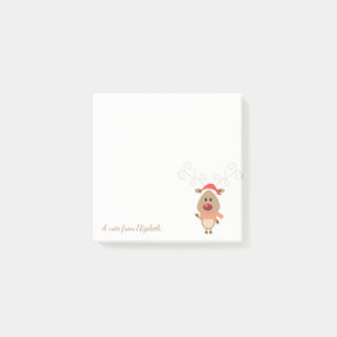 Bloco Post-it Feliz Natal, Rena de Desenho Animado - Personaliza