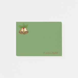 Bloco Post-it Feliz Natal, Sino de Natal, Verde-Personalizado