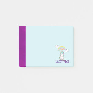 Bloco Post-it Feliz Vibes Typografia Cute Smiling Unicorn