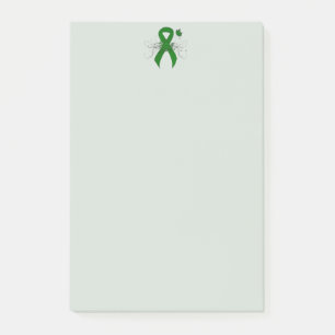 Bloco Post-it Fita de Consciência Verde com Borboleta