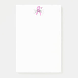 Bloco Post-it Fita rosa de consciência com borboleta
