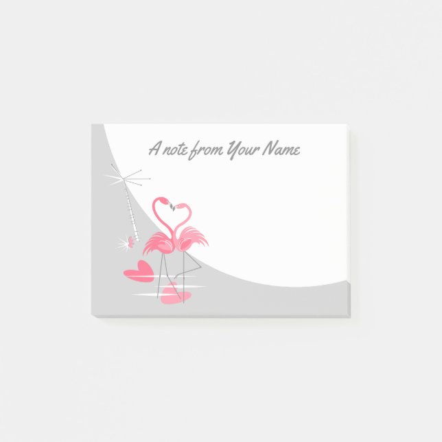 Bloco Post-it Flamingo Love Large Moon Text Notas de posto (Frente)