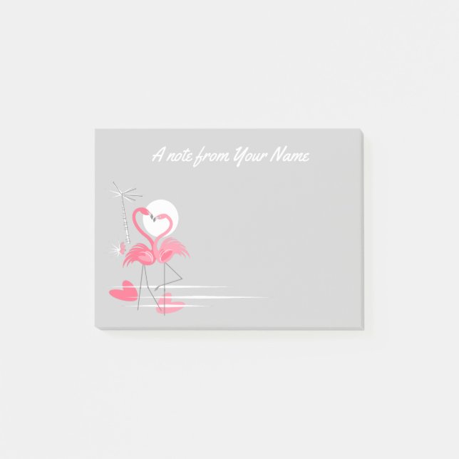 Bloco Post-it Flamingo Love Side Text Notas de posto (Frente)