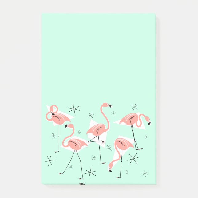 Bloco Post-it Flamingo Retro Verde posta vertical (Frente)