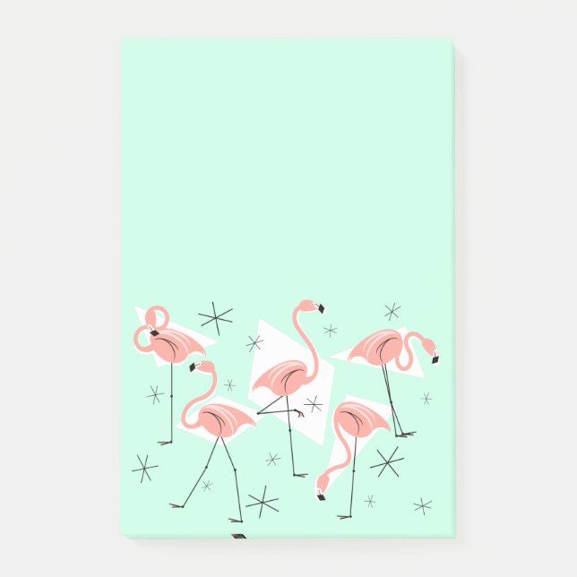 Bloco Post-it Flamingo Retro Verde posta vertical (Frente)
