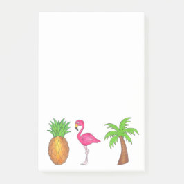 Bloco Post-it Flamingo rosa-abacaxi-verde-tropical
