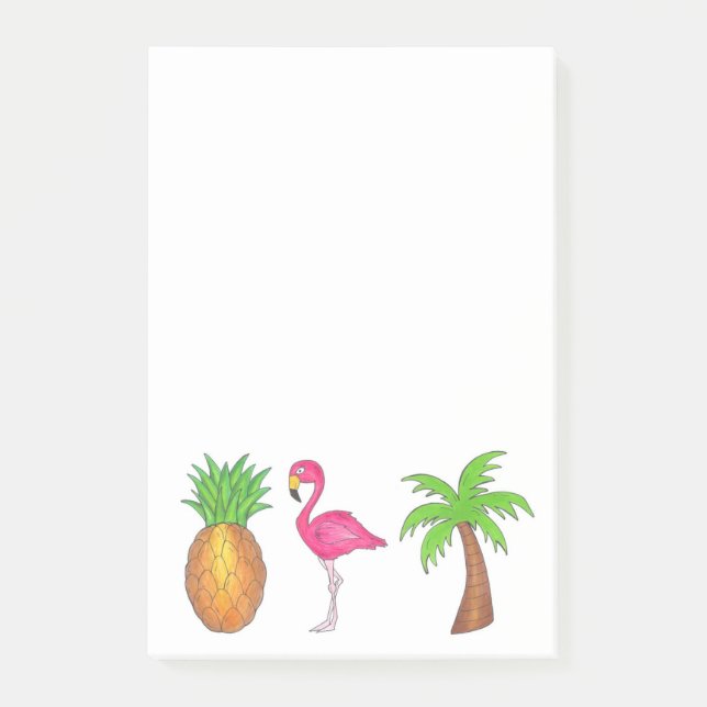 Bloco Post-it Flamingo rosa-abacaxi-verde-tropical (Frente)