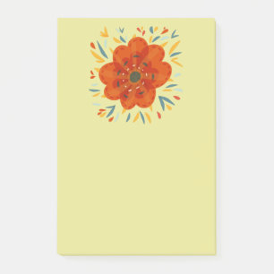Bloco Post-it Flor alaranjada lunática decorativa