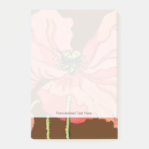 Bloco Post-it Flor rosa grande com fundo vermelho profundo