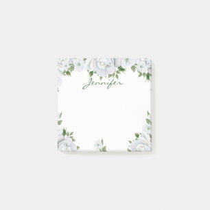 Bloco Post-it Flores Brancas Elegantes