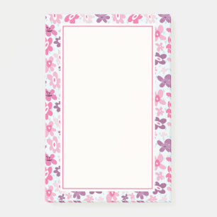 Bloco Post-it Flores Cor-de-rosa Padrão Branco