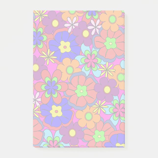 Bloco Post-it Flores retros do hippy (Frente)