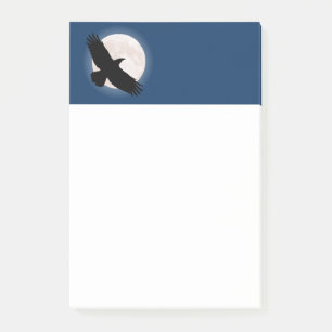Bloco Post-it Flying raven com a lua atrás dela