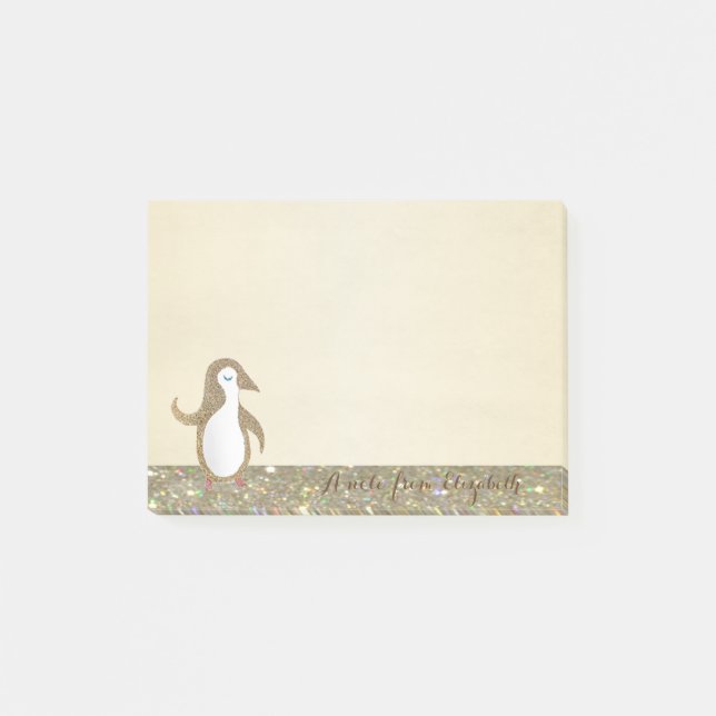 Bloco Post-it Fofa Adorável  Elegante Estilosa ,Pinguim Feliz (Frente)